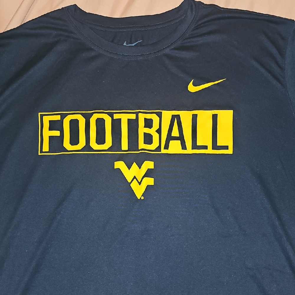 WVU Nike Men's Navy and Yellow West Virginia Football Tee